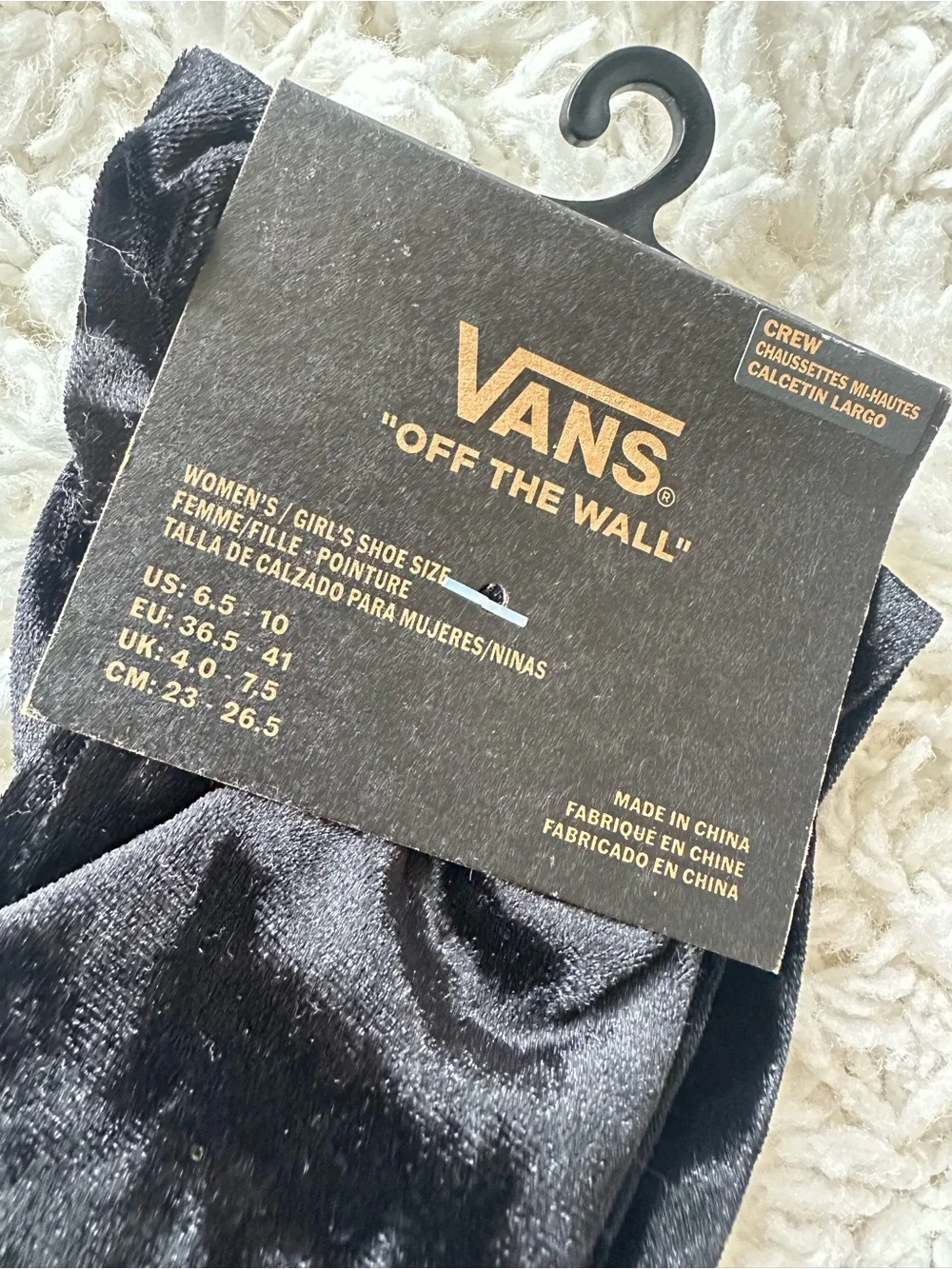 Vans women’s black velvet socks